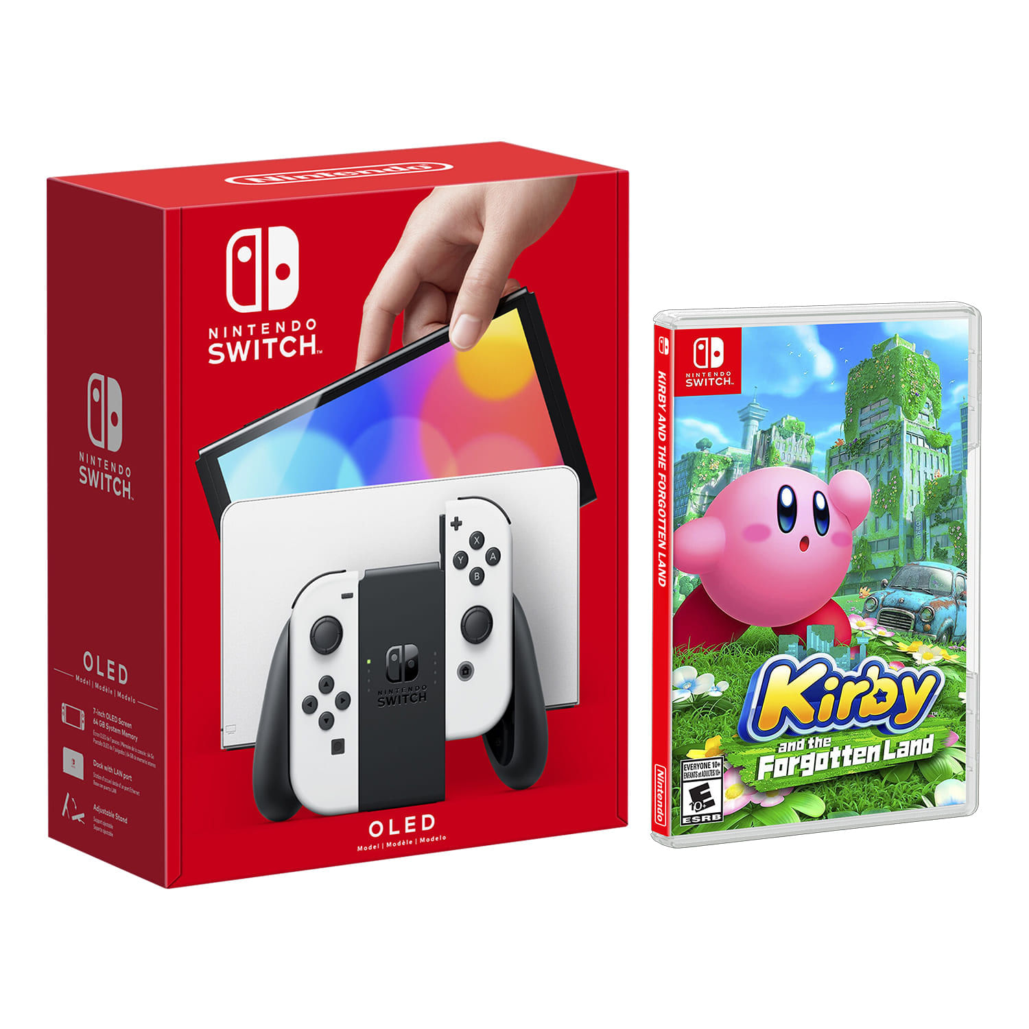 Consola Nintendo Switch Oled Blanca + Kirby y la Tierra Olvidada