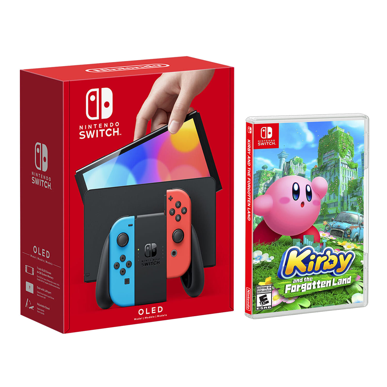 Consola Nintendo Switch Oled Neon + Kirby y la Tierra Olvidada
