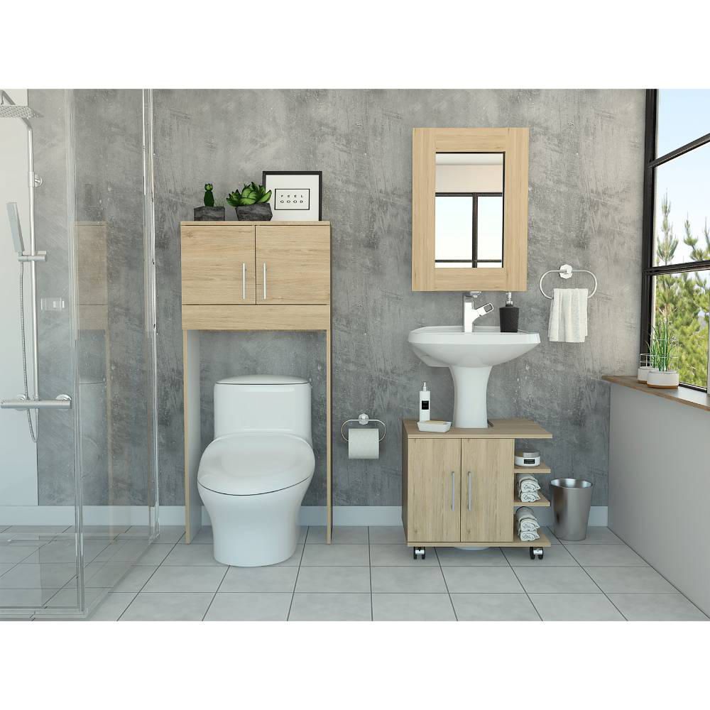 Espejo + Optimizador Lavamanos + Baño Bath300 - Rovere / Blanco