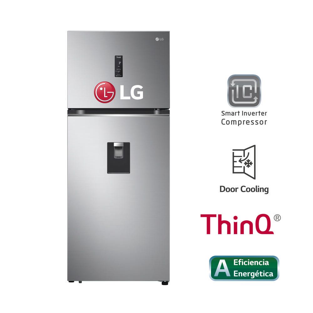 Refrigeradora LG Top Freezer con Door Cooling 392 L GT39SGP Plateado