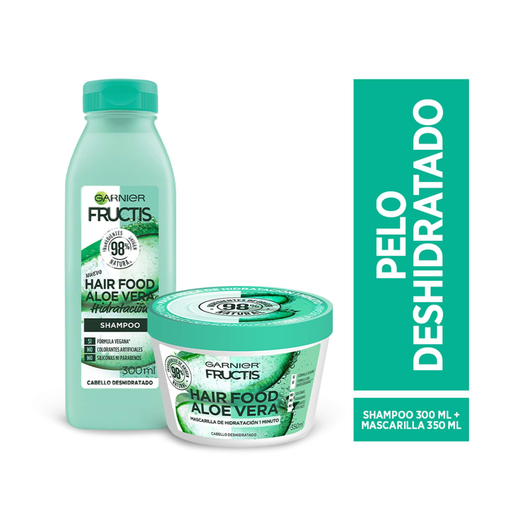 Pack FRUCTIS Hair Food Aloe Shampoo Frasco 300ml + Crema de Tratamiento Frasco 350ml