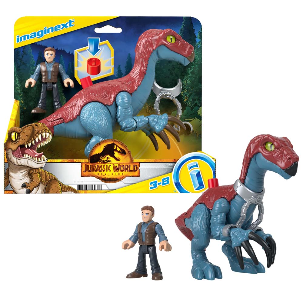 Figura De Acción IMAGINEXT Jurassic World Therizinosaurus & Owen Amarillo GVV63