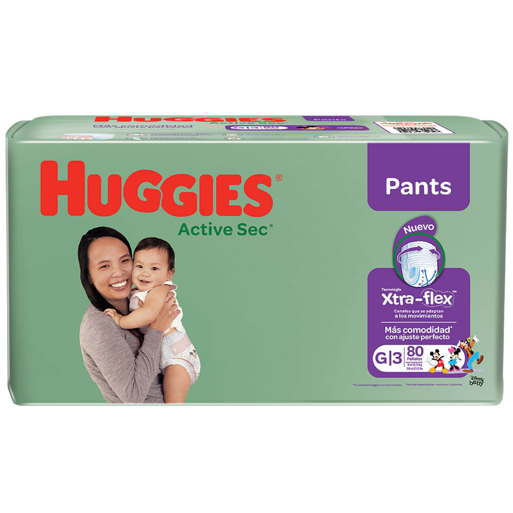 Pañales para Bebé HUGGIES Active Sec Pants Talla G Paquete 80un