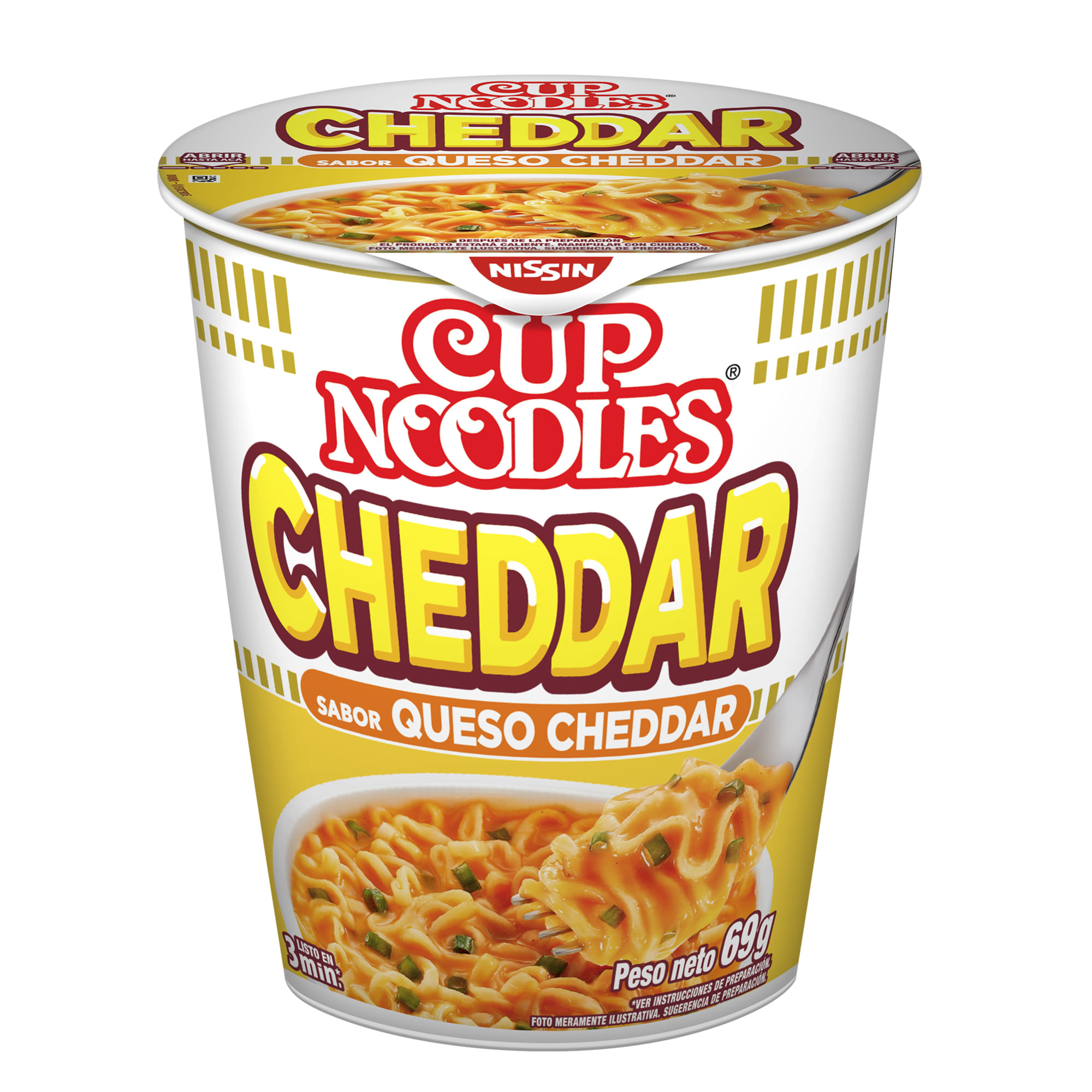 Sopa Instantánea NISSIN Cup Noodles Sabor a Queso Cheddar Vaso 69g