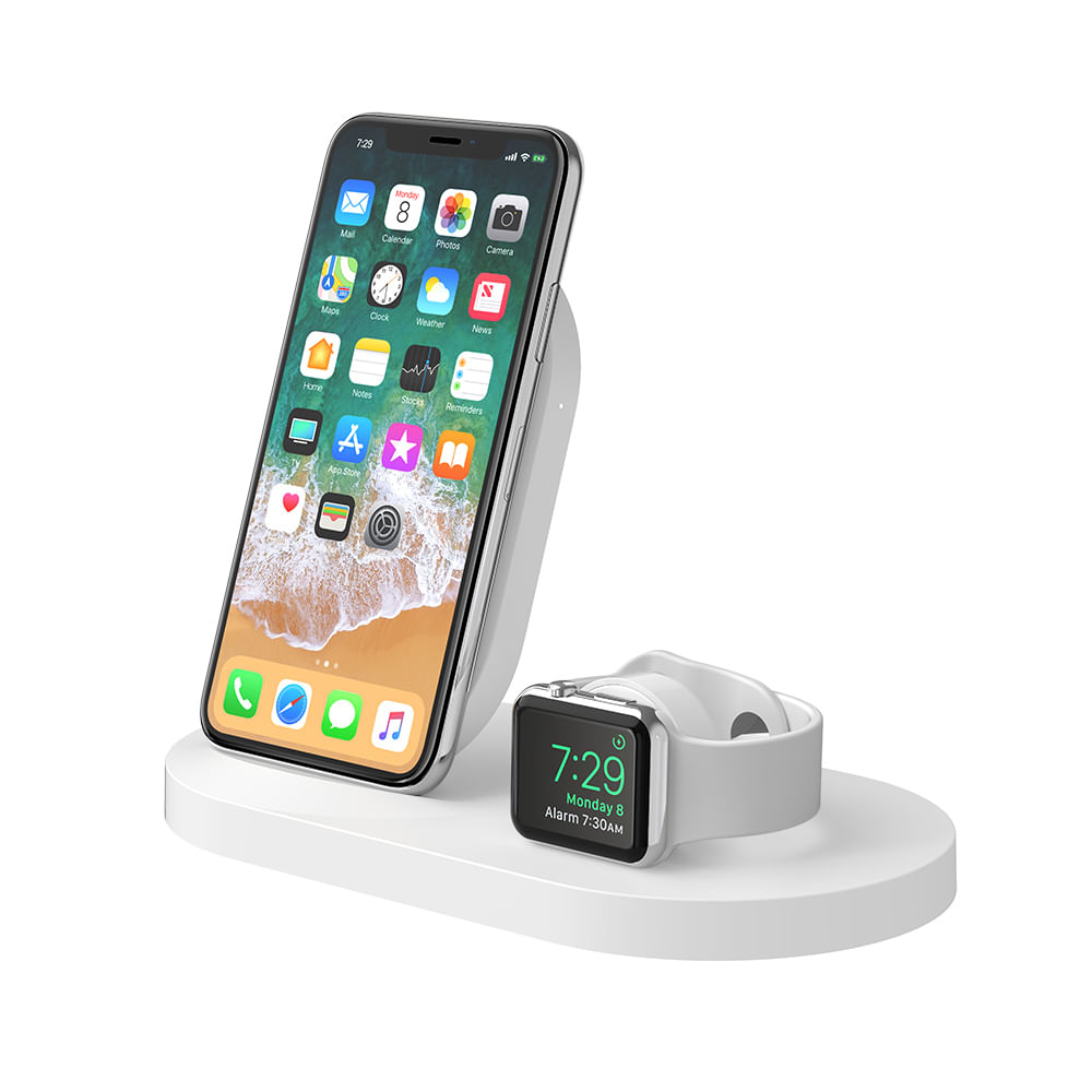 Base de carga inalámbrica Belkin Boost Up para iPhone y Apple Watch USB A Blanco F8J235TTWHT