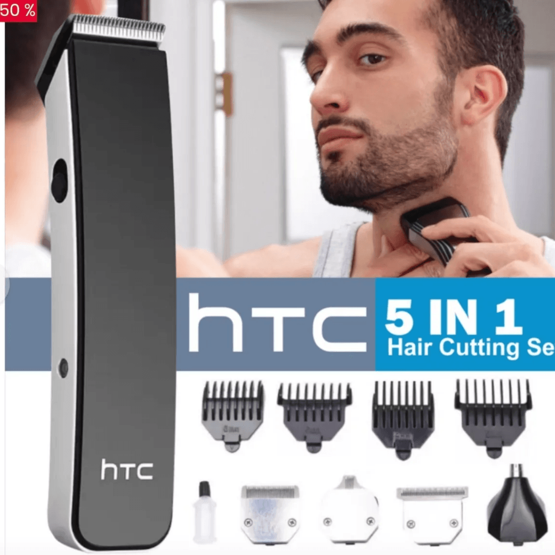 Afeitadora HTC Inalámbrica Original Corta Pelo Barba 5 en 1 Recargable