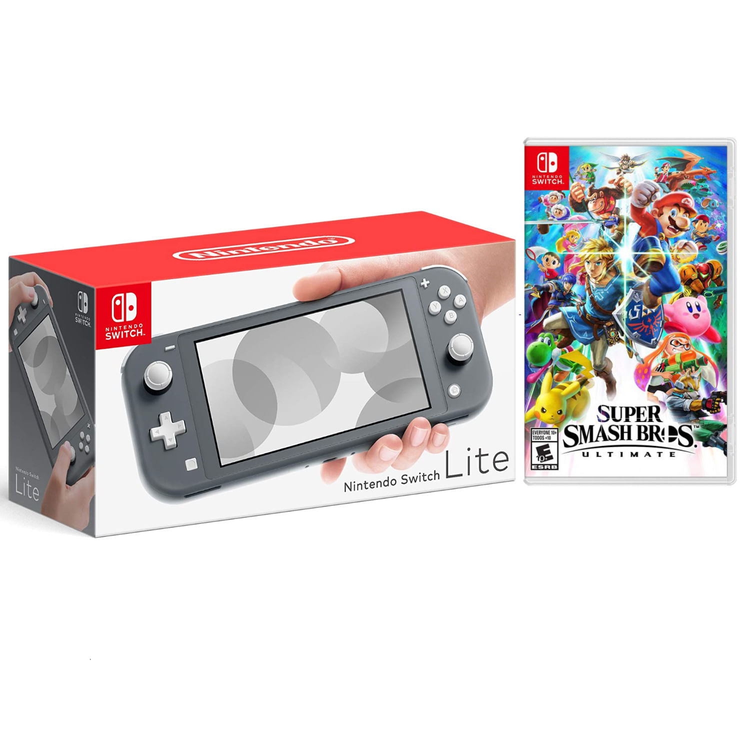 Consola Nintendo Switch Lite Gris + Super Smash Bros Ultimate