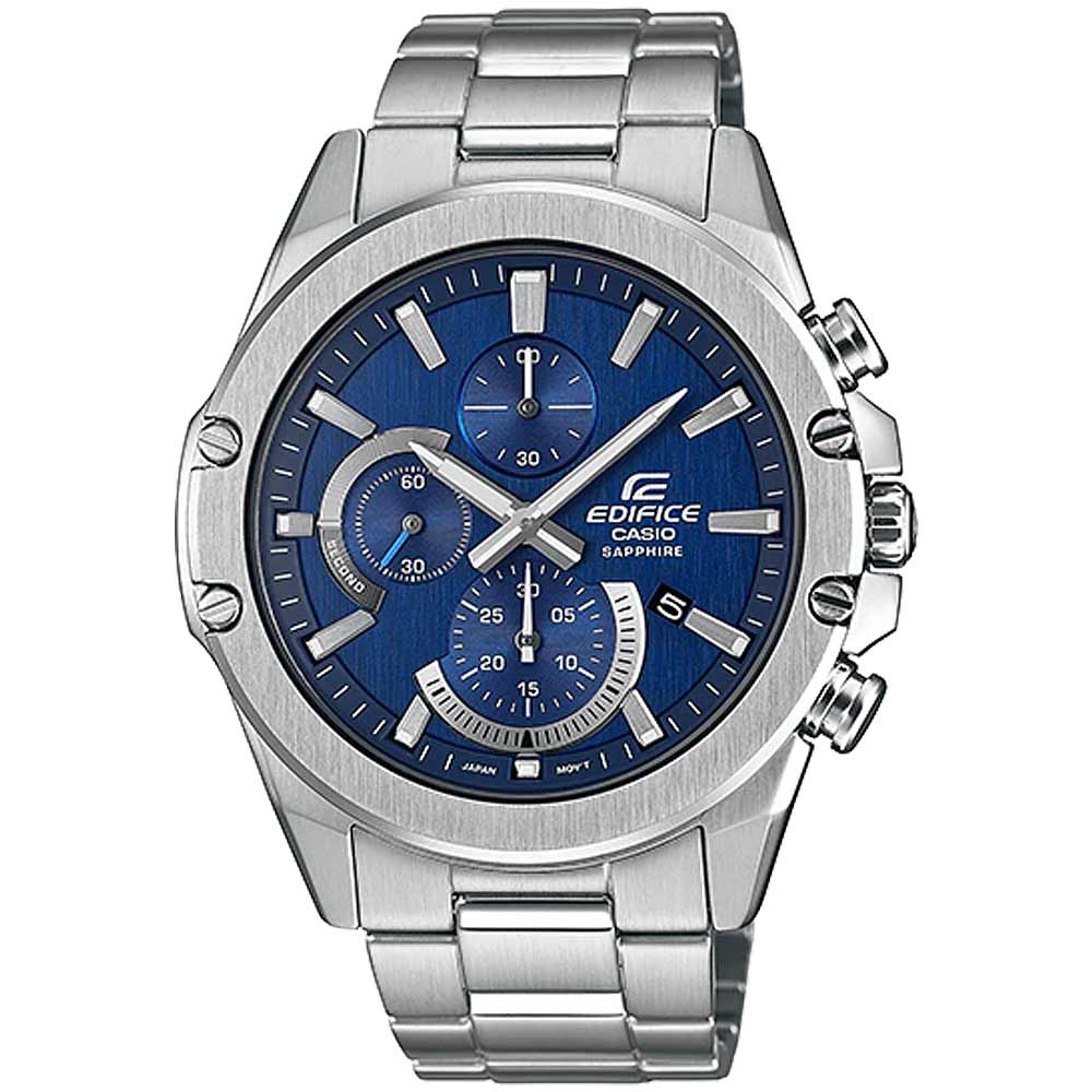 Reloj Casio Edifice Zafiro EFR-S567D-2AV para Hombre Fecha Cronómetro Acero Inoxidable Plateado Azul
