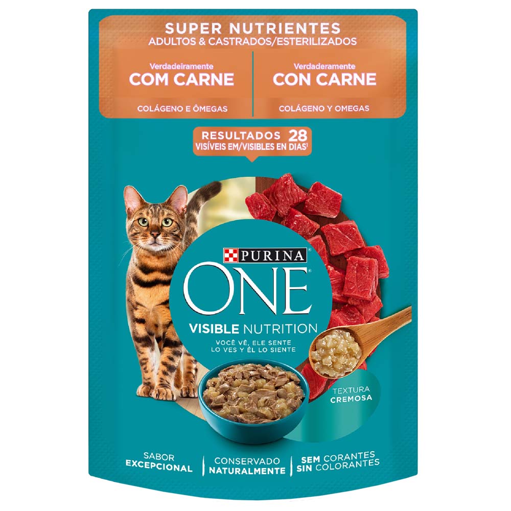 Comida para Gatos PURINA ONE Super Nutrientes Carne Adultos y Esterilizados