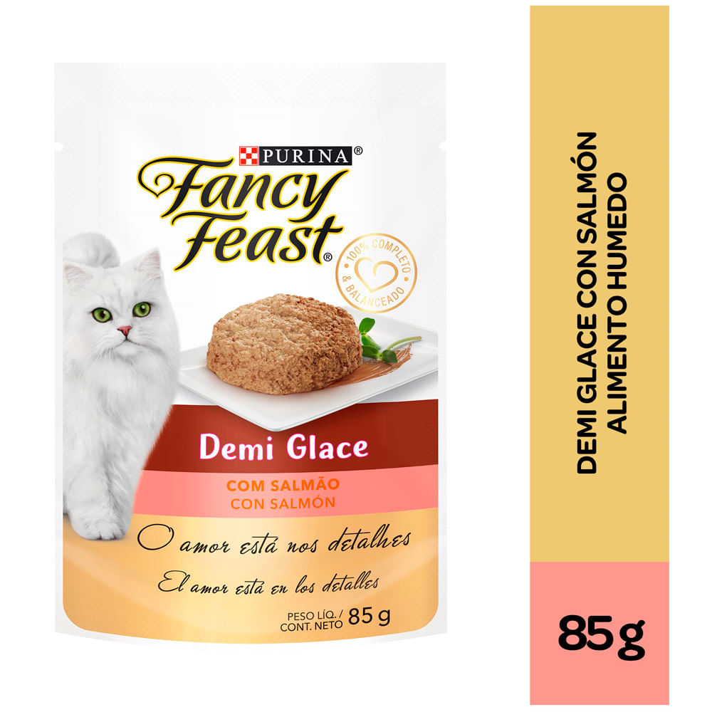 Alimento Húmero para Gatos FANCY FEAST Demi Glace Sabor Salmón en Lata de 85gr