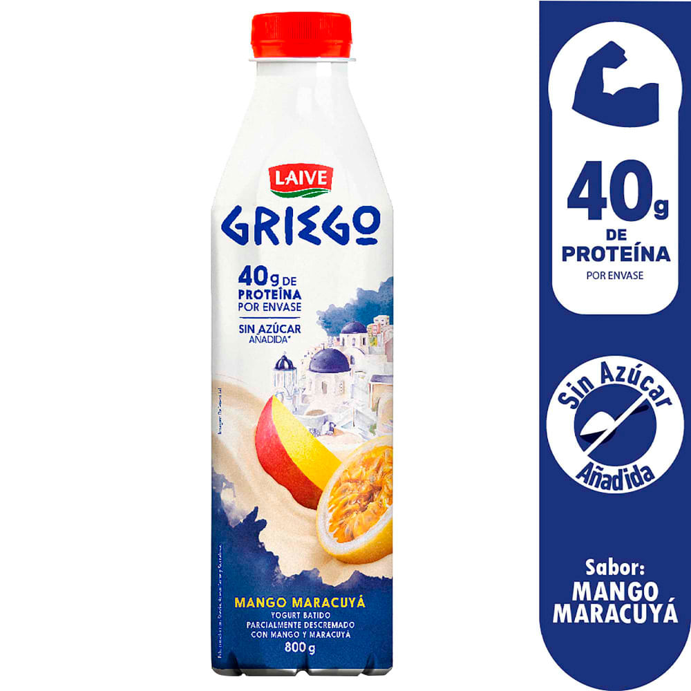 Yogurt Griego LAIVE Mango y Maracuyá Botella 800g