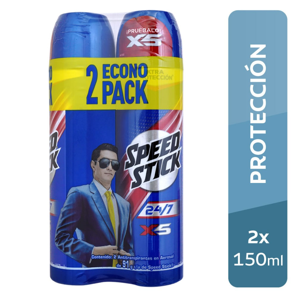 Desodorante en Aerosol para Hombre SPEED STICK X5 Frasco 150ml Paquete 2un