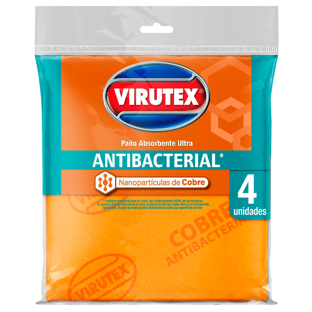 Paño Antibacterial VIRUTEX Cobre Pack 4un