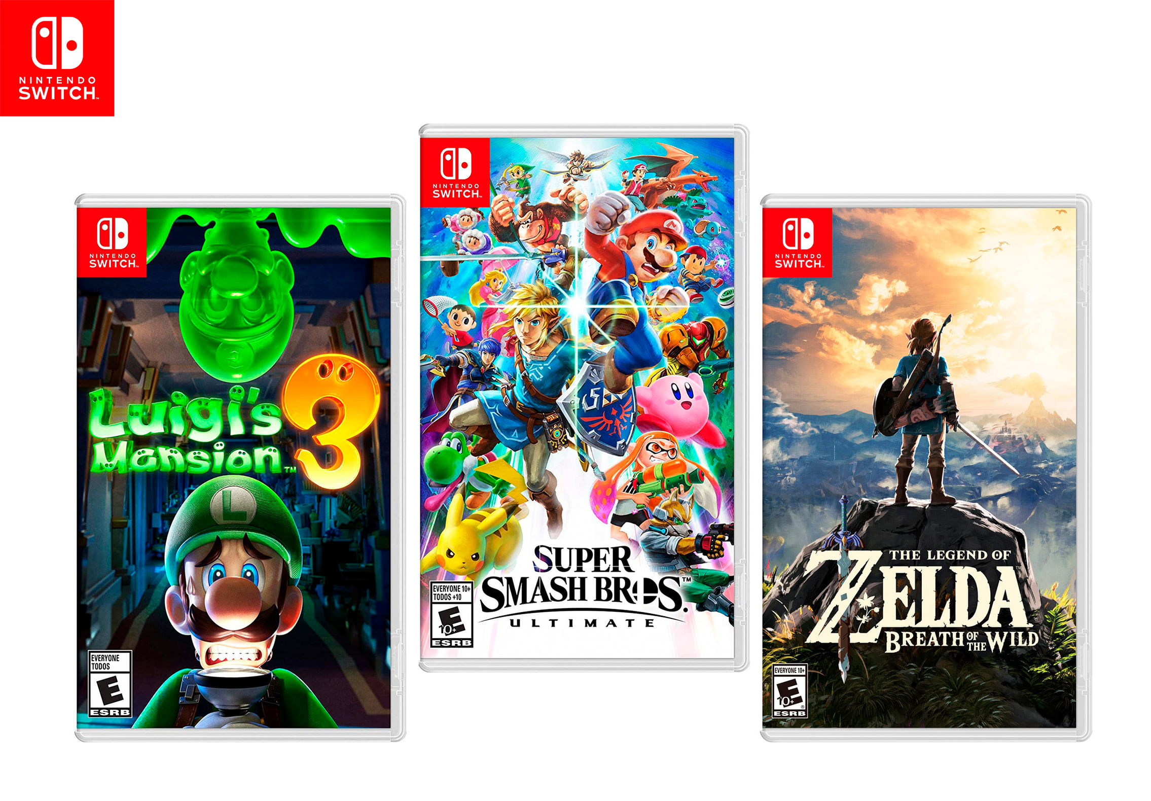 Juegos de Nintendo Switch: Luigis Mansion 3 + Super Smash Bross + Zelda Breath of the Wild