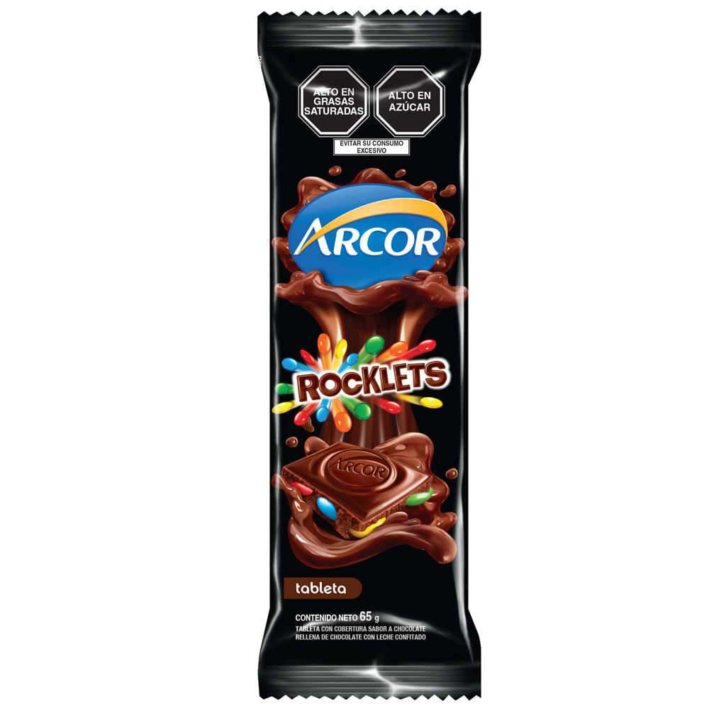 Tableta de Chocolate ARCOR Rocklets Envase 65g