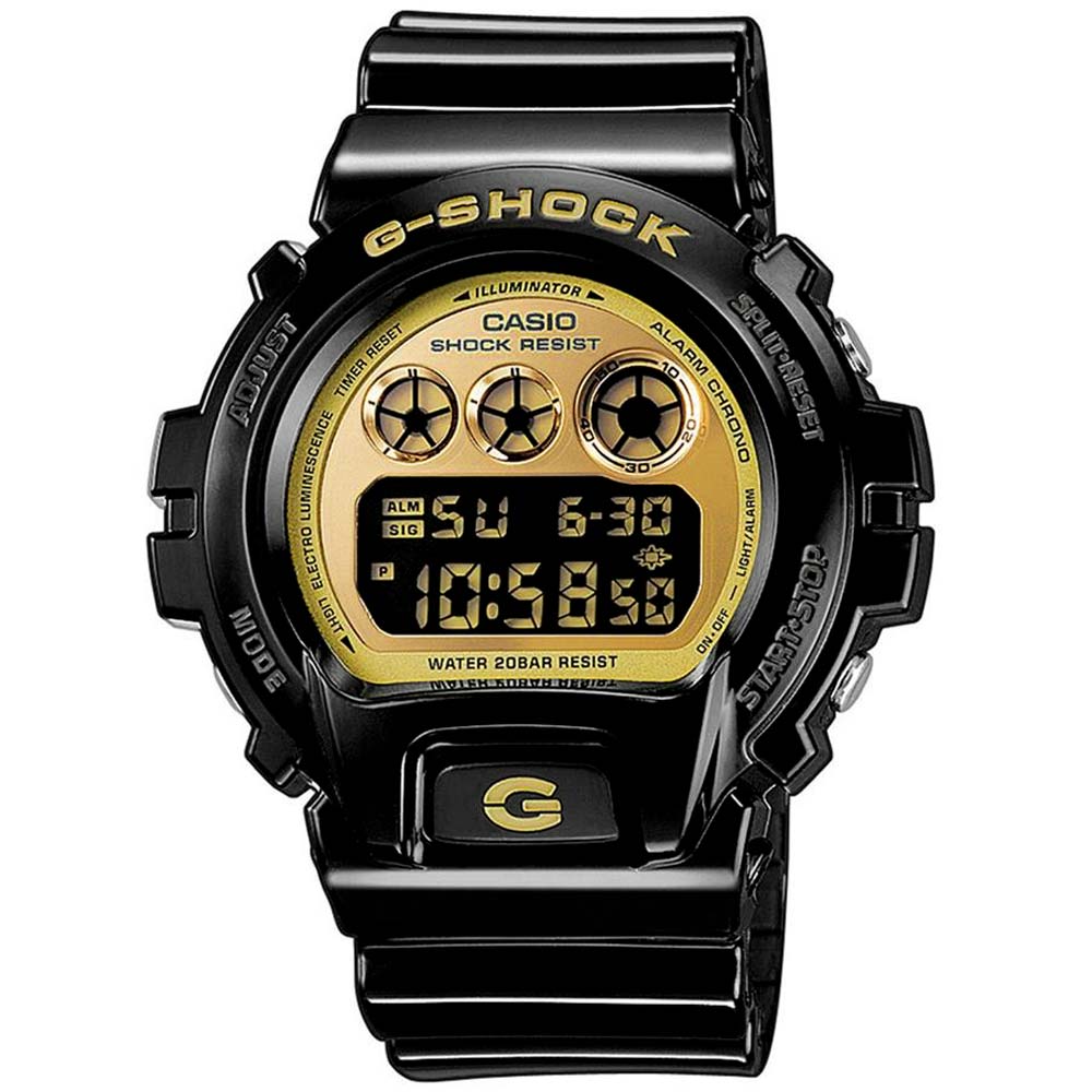 Reloj Casio G-Shock DW-6900CB-1 Digital para Hombre Acuático Luz de Fondo Negro Brillante Dorado