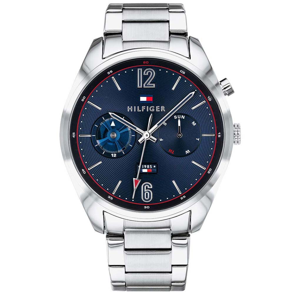Reloj Tommy Hilfiger Deacon 1791551 Multifuncional para Hombre Acero Inoxidable Plateado Azul