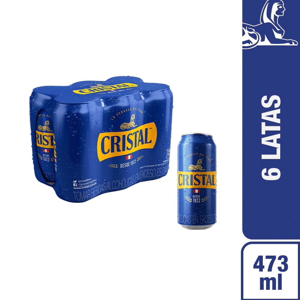 Cerveza CRISTAL 6 Pack Lata 473ml