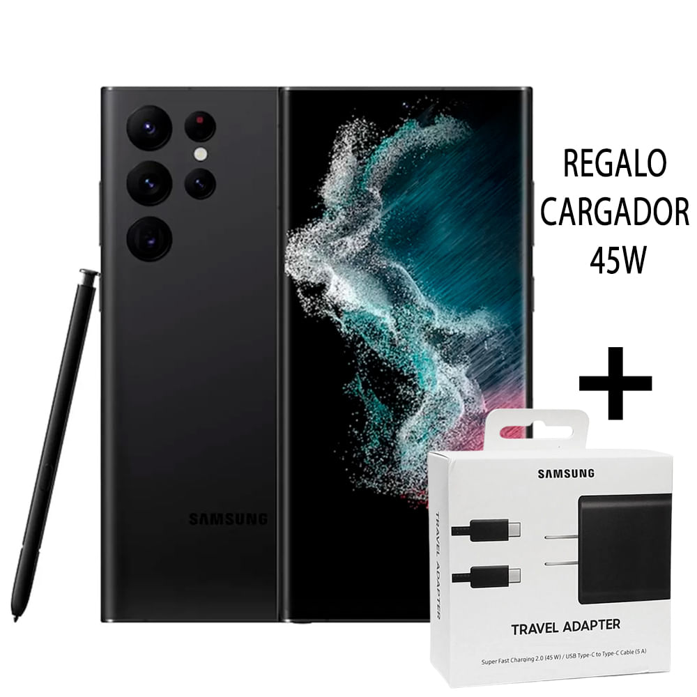 Samsung S22 Ultra/ 12GB RAM + 256GB + 45W Cargador - Negro