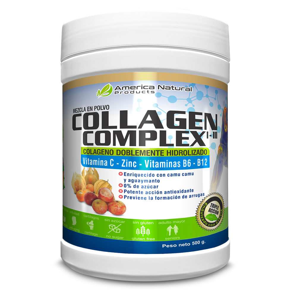 Colágeno 500gr en Polvo con Vitamina C+ Zinc + Vitamina 6 +B12