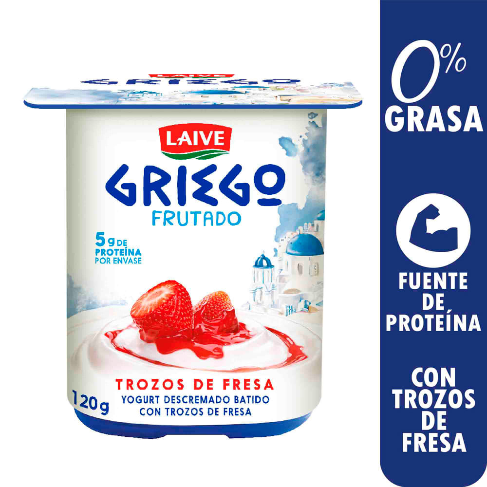 Yogurt Griego LAIVE con Trozos de Fresa Vaso 120g