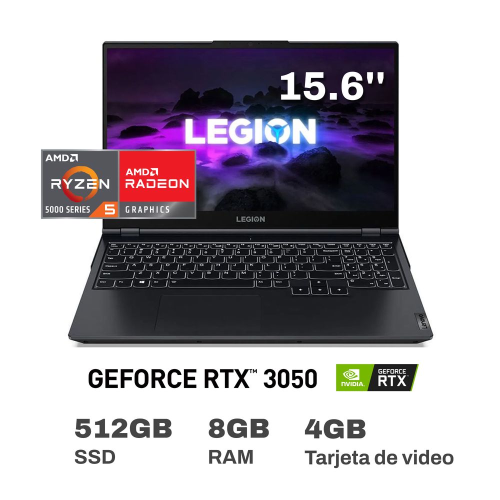 Laptop Gamer Lenovo Legion 5 AMD Ryzen 5 8GB RAM 512GB SSD 15.6" RTX 3050