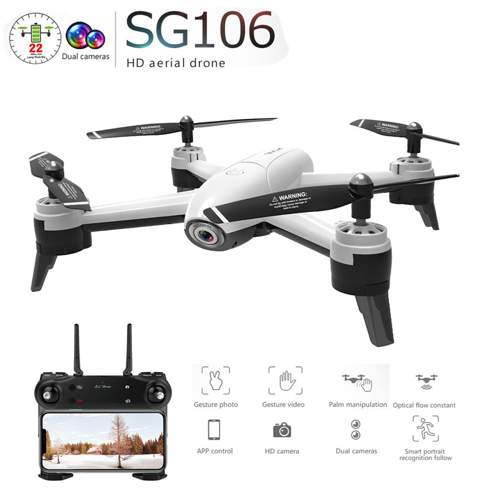 Drone Volador ZLL Sg106 Flujo Óptico Cámara Dual 4K UltraHD Modo Gesto Wifi Modo Perseguir Auto Home
