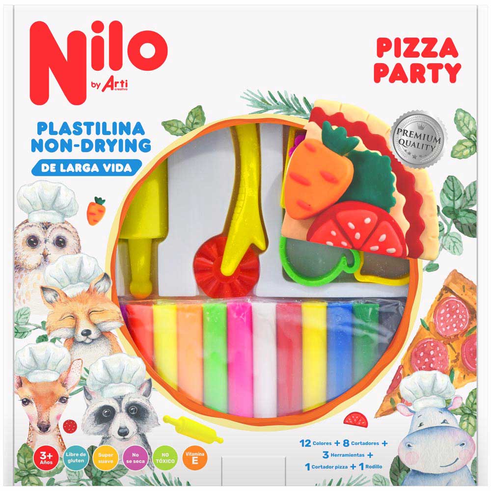 Set de Plastilina NILO Pizza Party Caja 12un + Accesorios