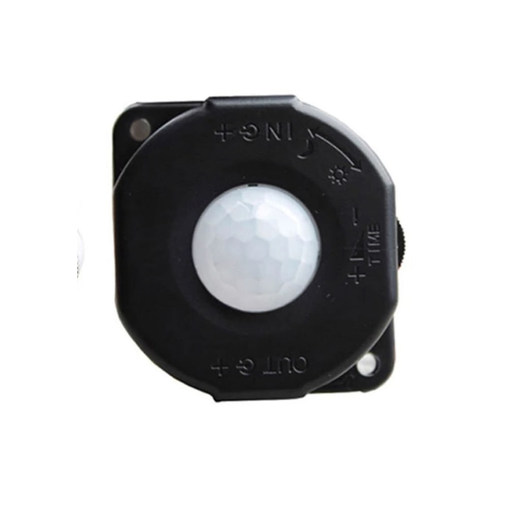 Sensor PIR de 12Vdc Bestronic Regulable de 15 sec a 5 min Diferencia Día de Noche