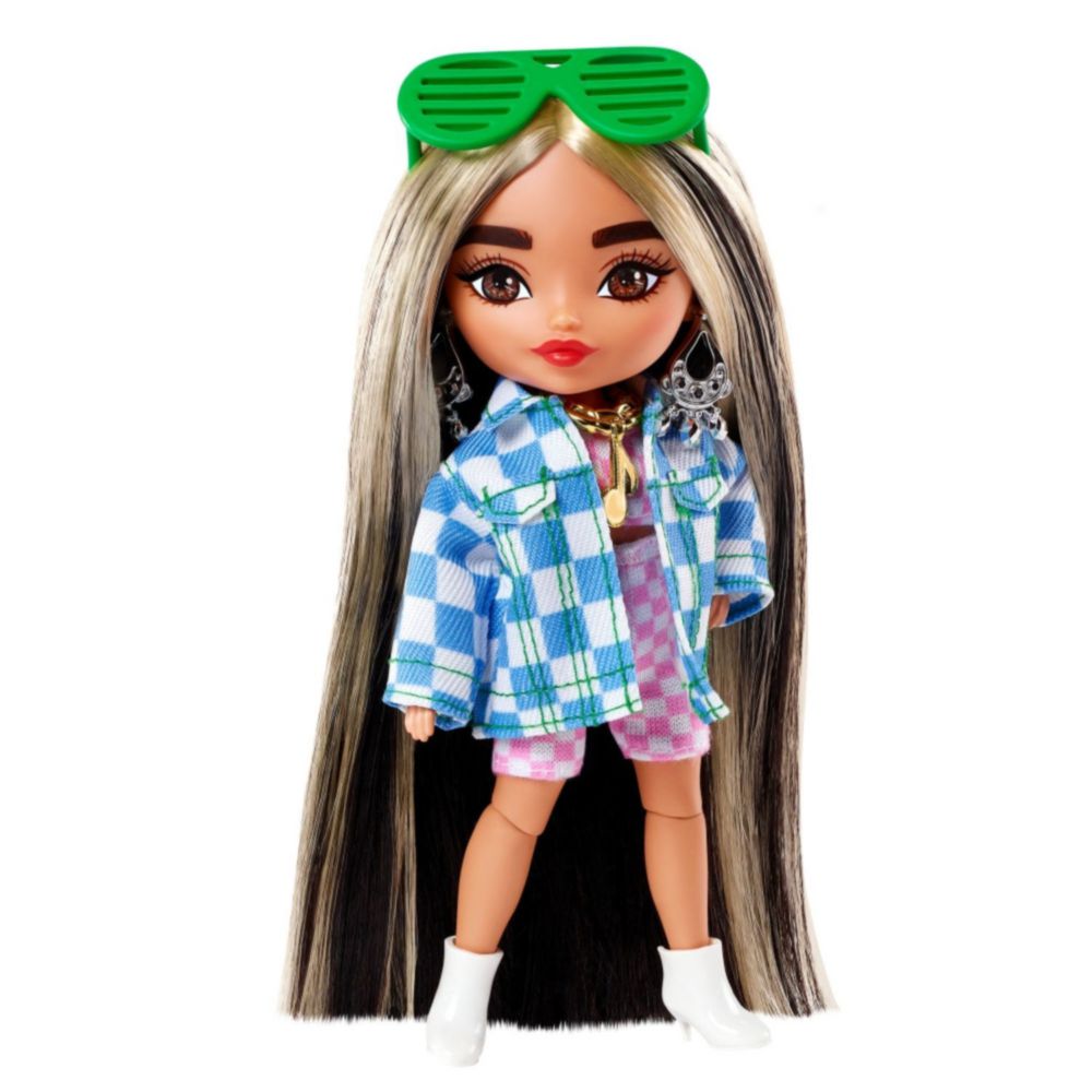 Muñeca Barbie Extra Mini Casaca Mezclilla Cuadros Hgp62