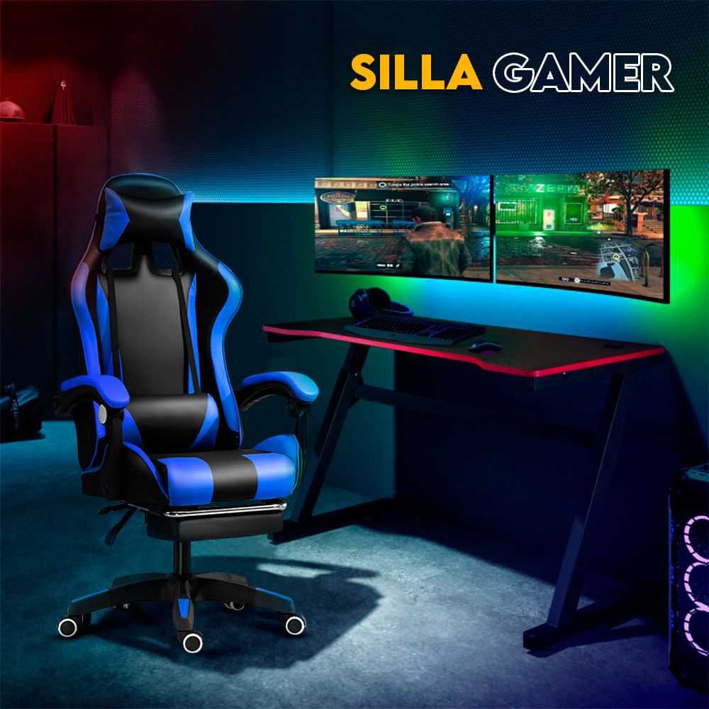 Silla Gamer - Negro con Azul