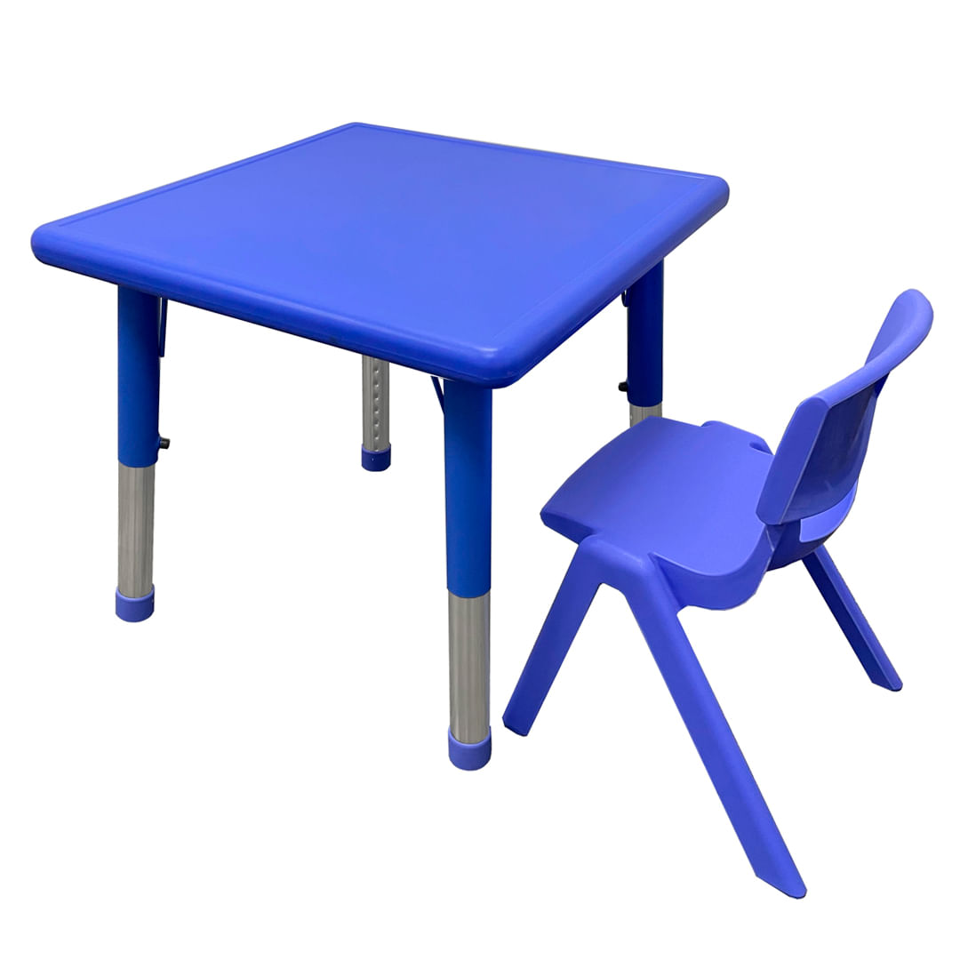 Mesa infantil de altura regulable + 1 silla azul