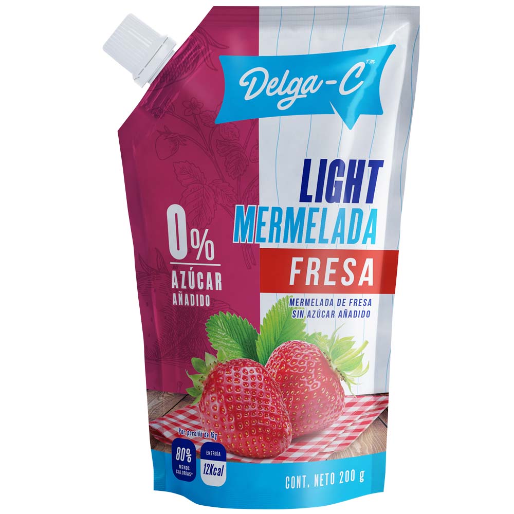 Mermelada de Fresa DELGA-C Sin Azúcar Añadida Doypack 200g