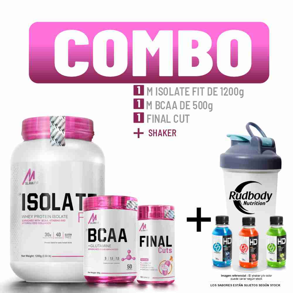 Combo Mslava Fit - Isolate Fit 2.650 Libras Vainilla + Bcaa 500gr Fruit Punch + Final Cuts + Shaker