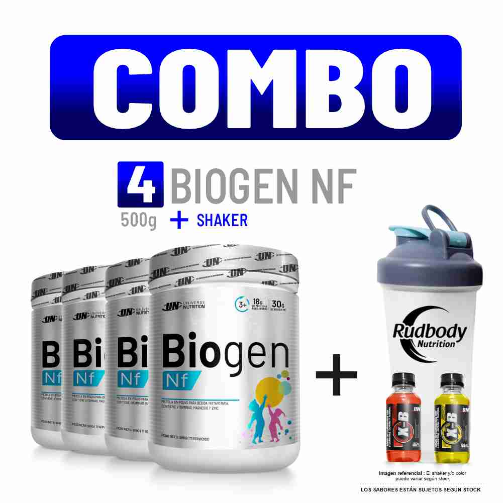 Combo Universe Nutrition - 4 Biogen NF 500gr Chocolate + Shaker