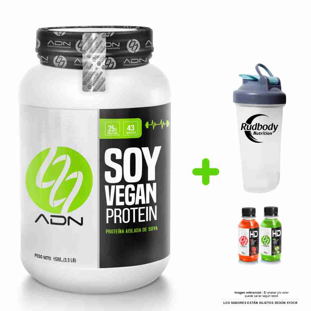 Proteína ADN Nutrition Soy Vegan Protein 1500gr Vainilla + Shaker