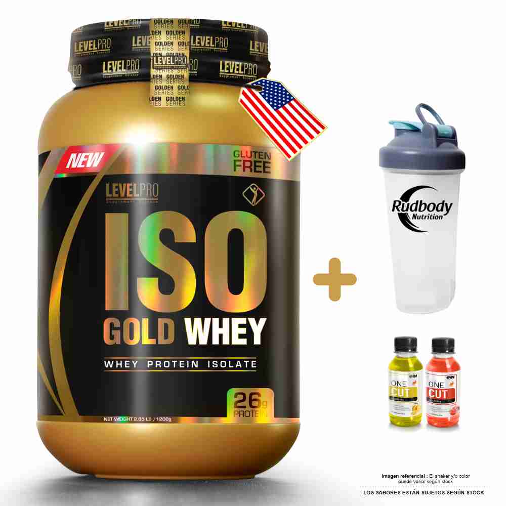 Proteína Level Pro Iso Gold Whey 2.650 Libras Rich Chocolate + Shaker