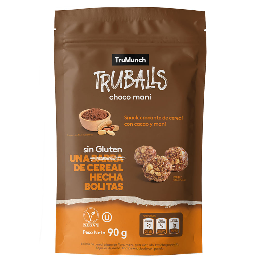 Bolitas de Cereal TRUBALLS Choco Maní Doypack 90g