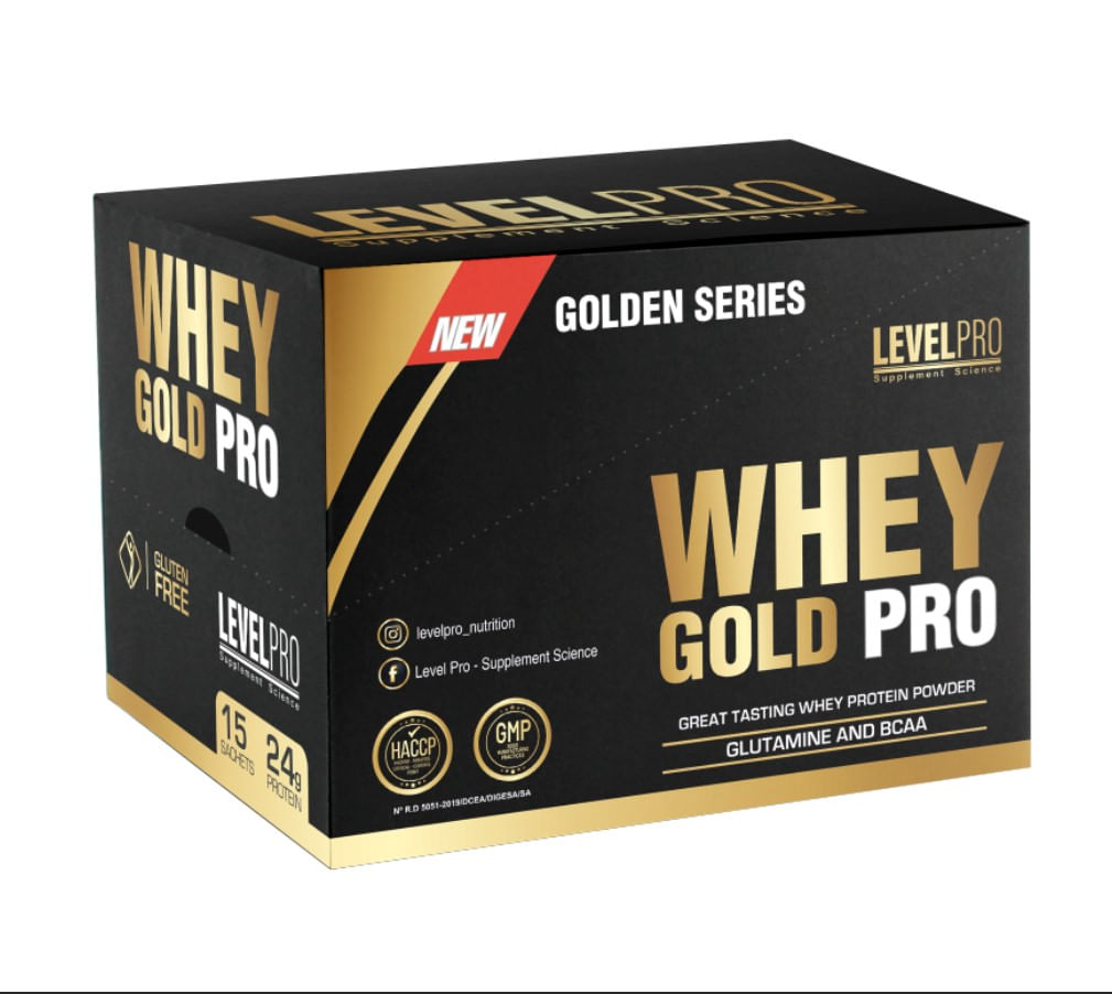 Proteína Level Pro Whey Gold Pro Caja 15 Unid Rich Chocolate