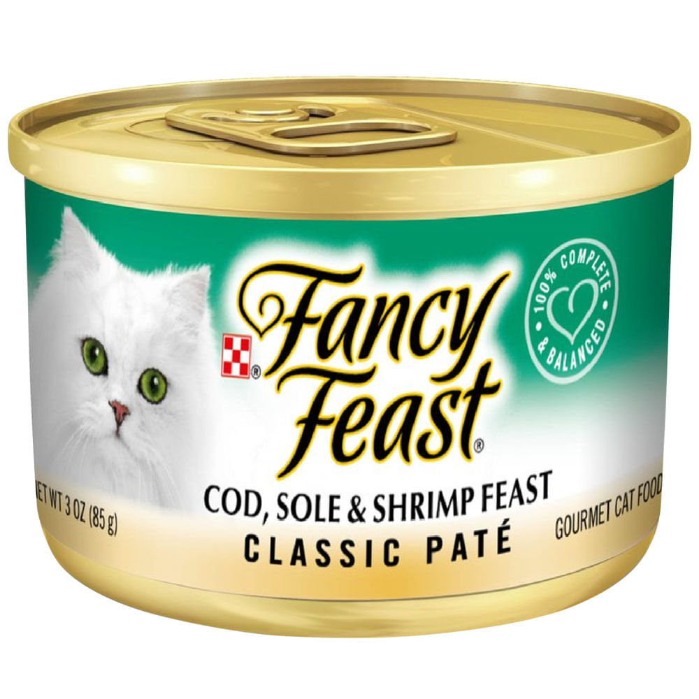Alimento Húmedo para Gatos FANCY FEAST Paté Sabor Pescado y Camaron en Lata de 85 gr