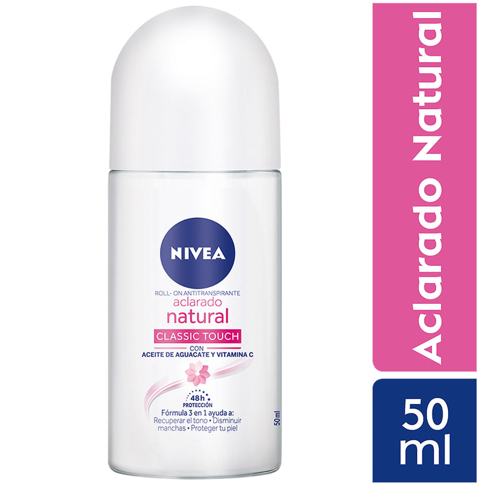 Desodorante Roll On NIVEA Aclarado Natural Classic Touch - Frasco 50ml