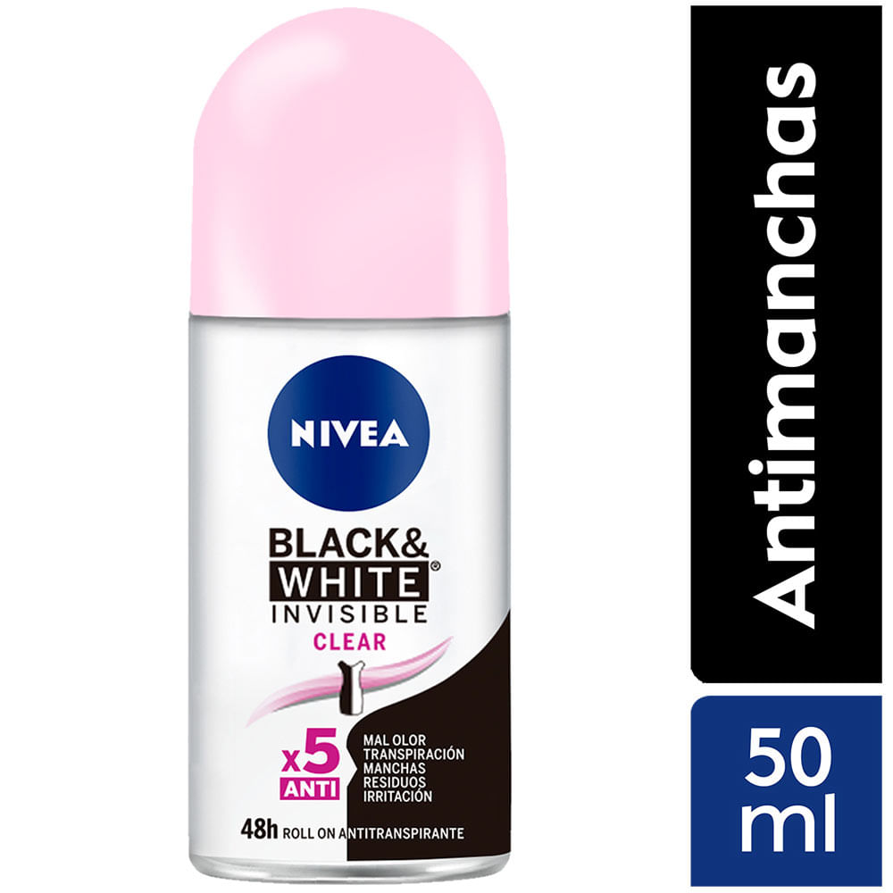 Desodorante para mujer Roll On NIVEA Invisible B&W Clear - Frasco 50ml
