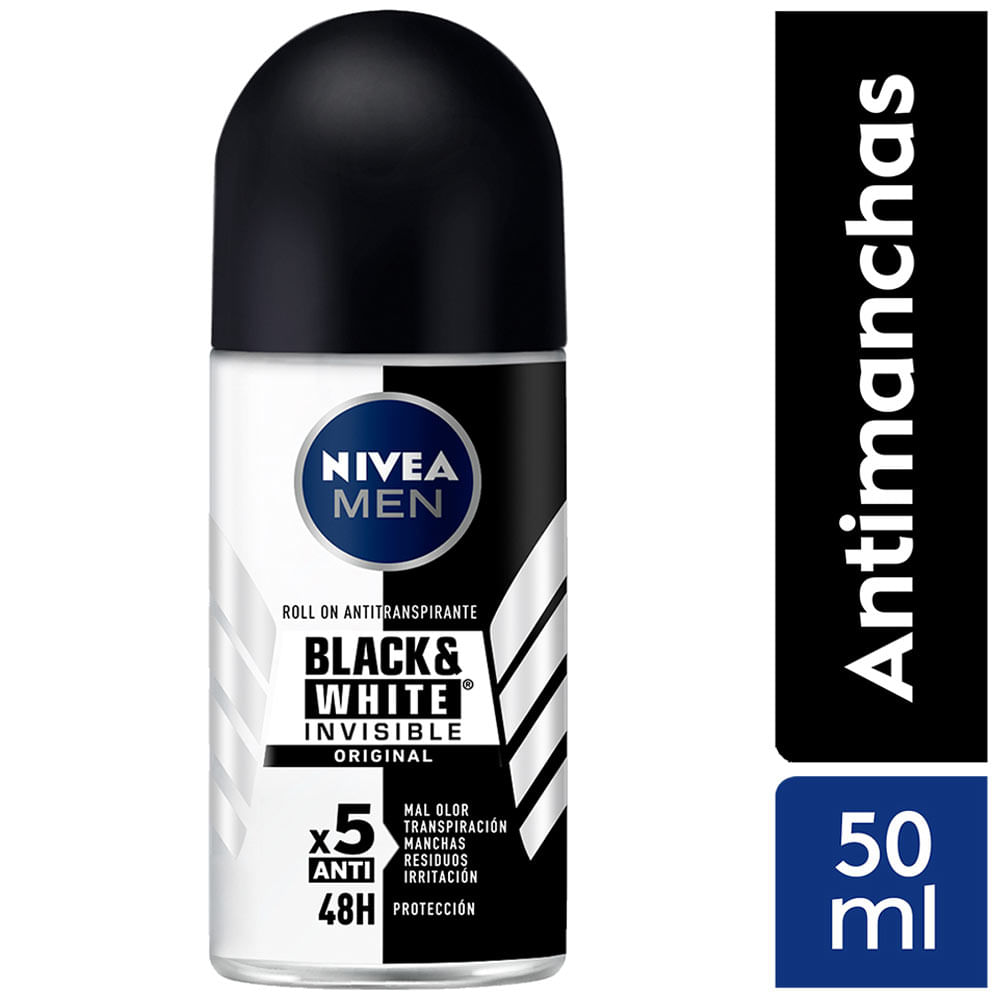 Desodorante para hombre Roll On NIVEA Invisible B&W Male - Frasco 50ml
