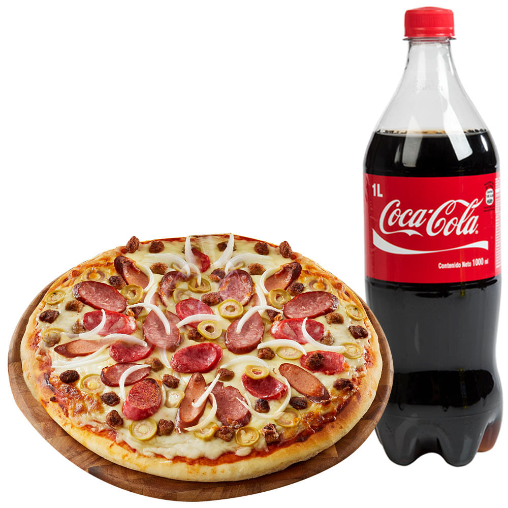 Pack Pizza Carnívora Familiar LA FLORENCIA + Gaseosa COCA COLA Botella 1L