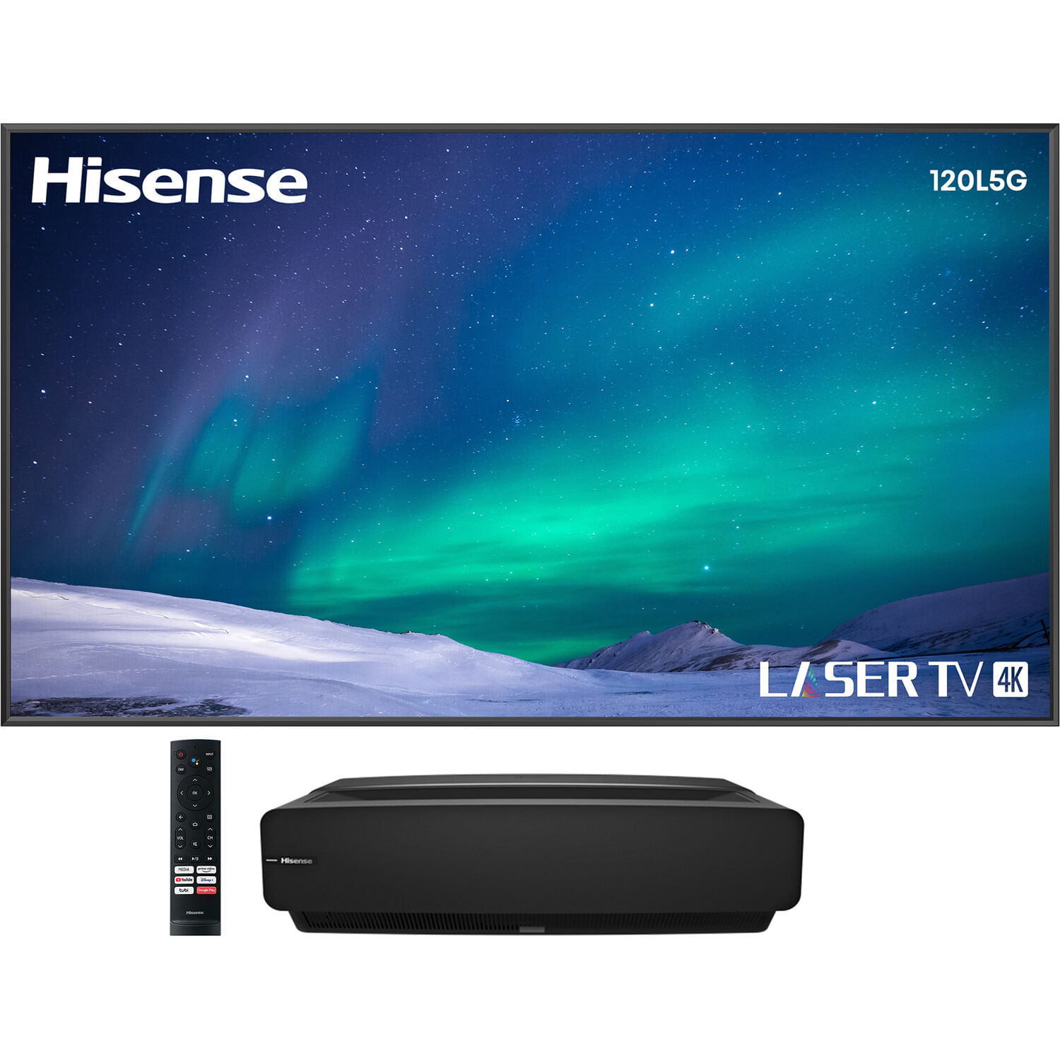 HISENSE L5G 2700 LUMEN XPR 4K UHD Smart Ultra-Short láser DLP Projector y paquete de pantalla de 120 "
