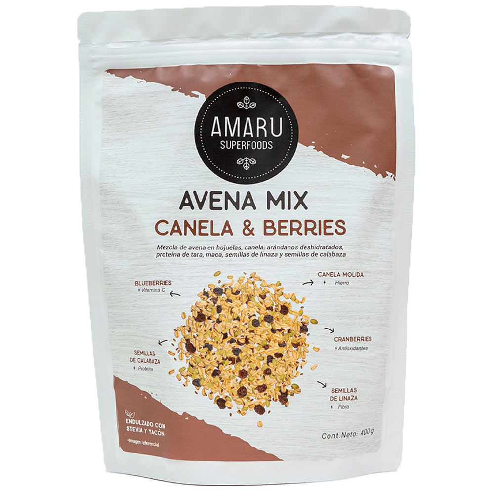 Avena Mix Canela y Berries AMARU Superfood Doypack 400g