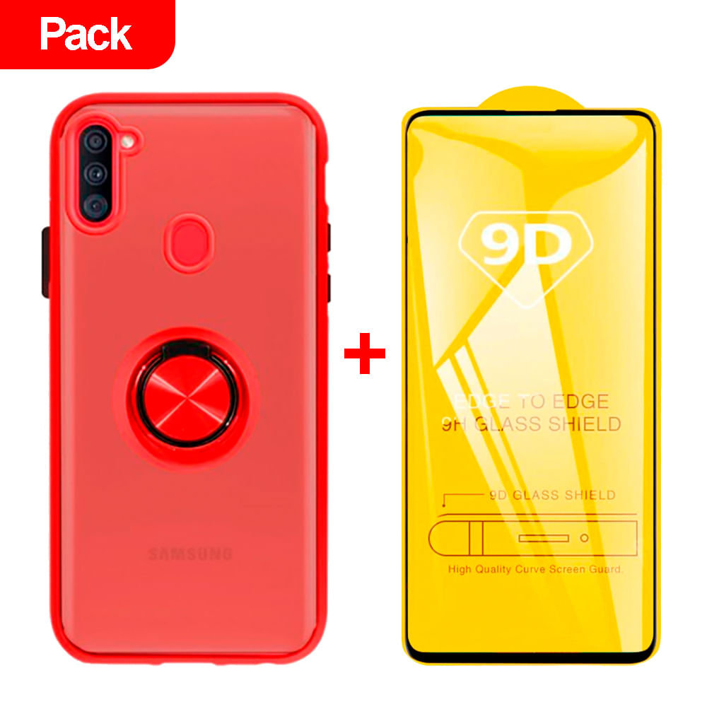 Combo Funda Case Rojo New Peach Ring + Mica 9D para Samsung Note 10 Lite Resistente a Caidas