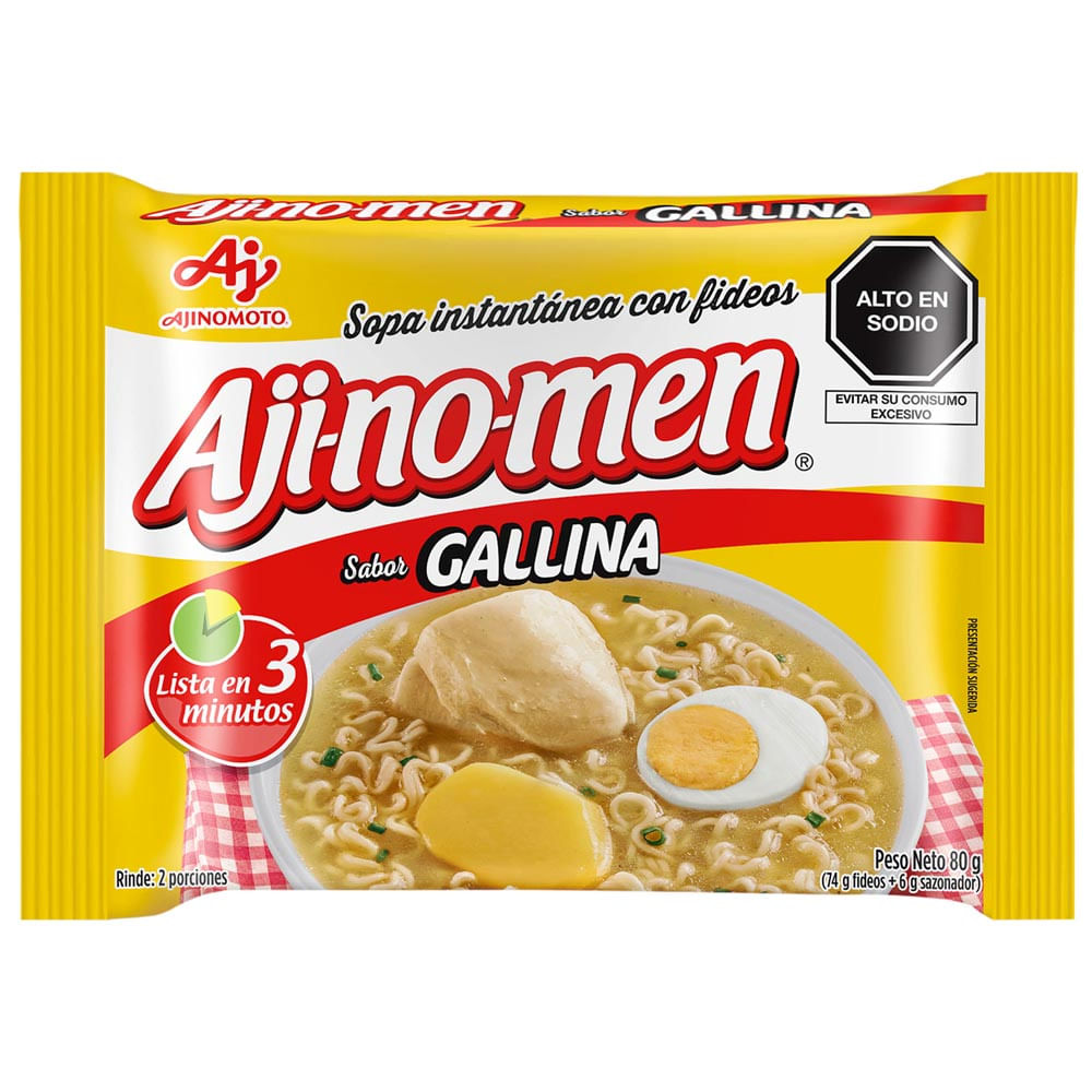 Sopa Instantánea con Fideos AJINOMEN Sabor Gallina Bolsa 80g