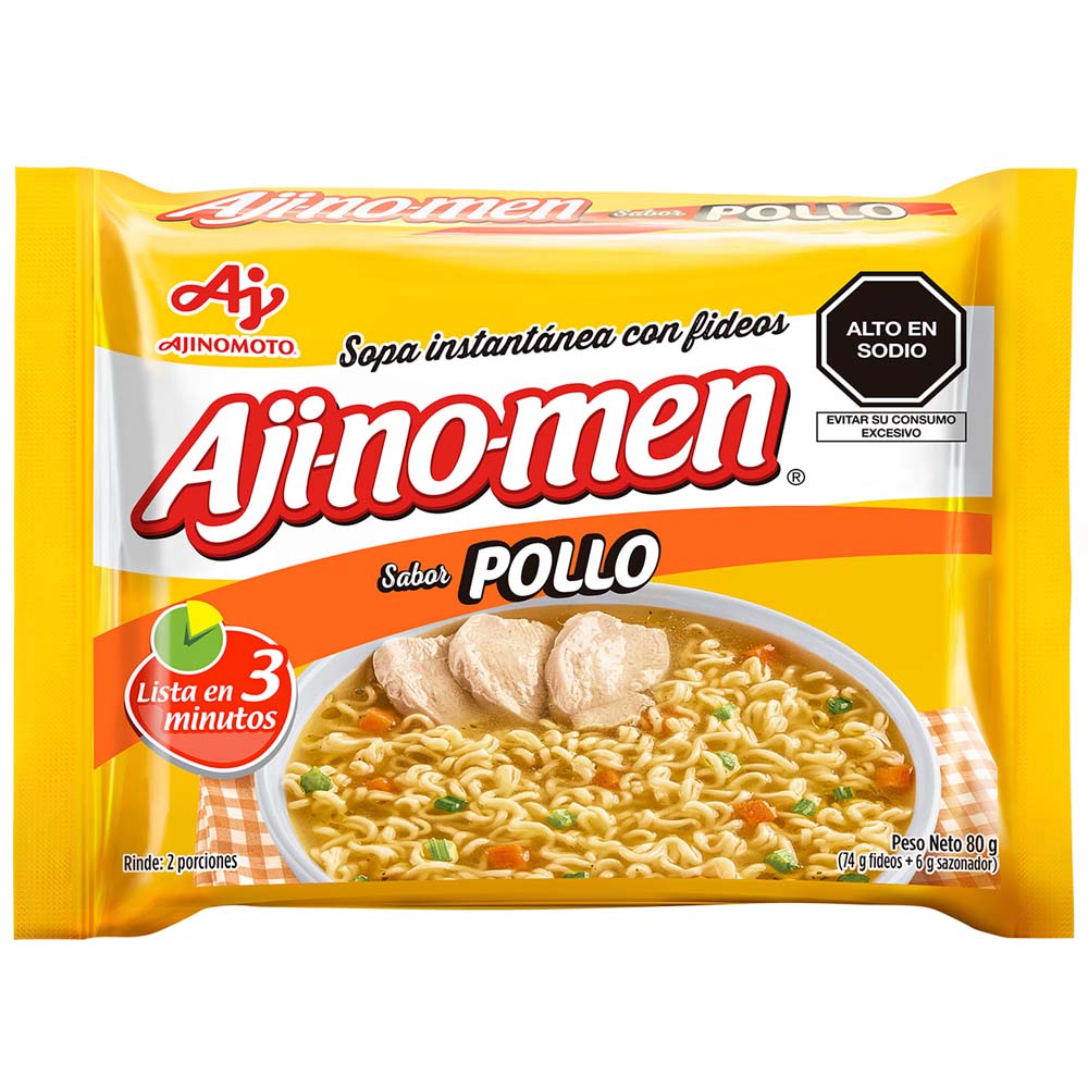 Sopa Instantánea con Fideos AJINOMEN Sabor Pollo Bolsa 80g