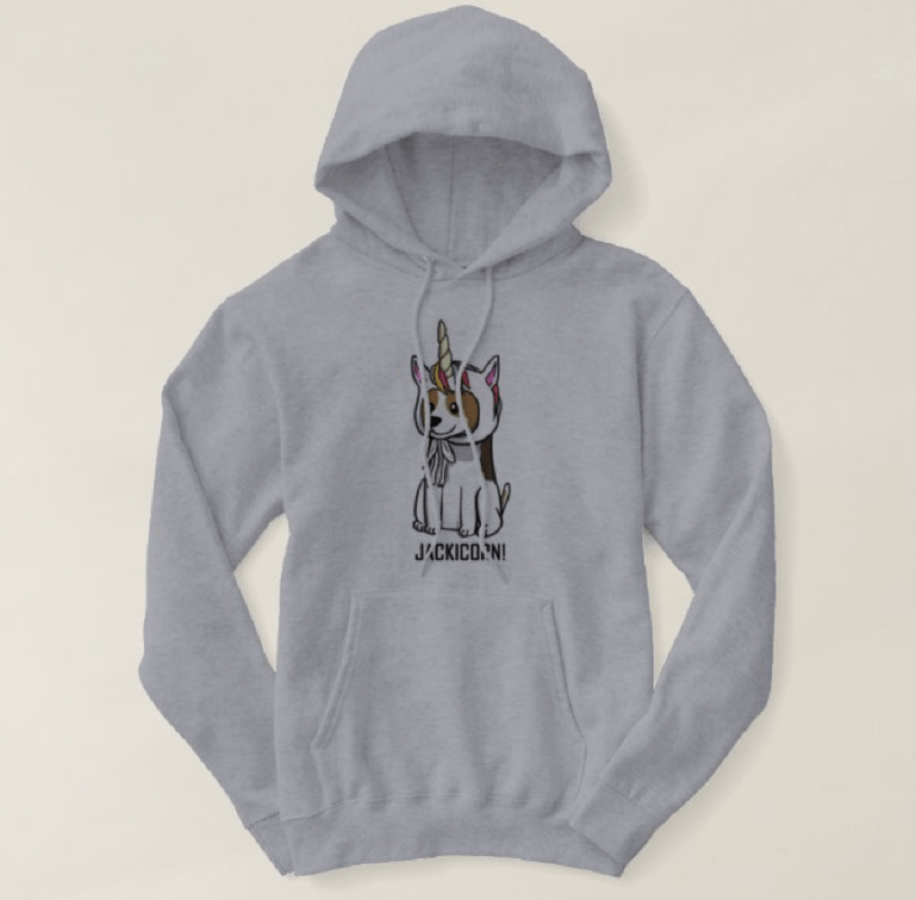 Polera Hoodie Dog Lover Dama Diseño Jack Russell Jackicorn